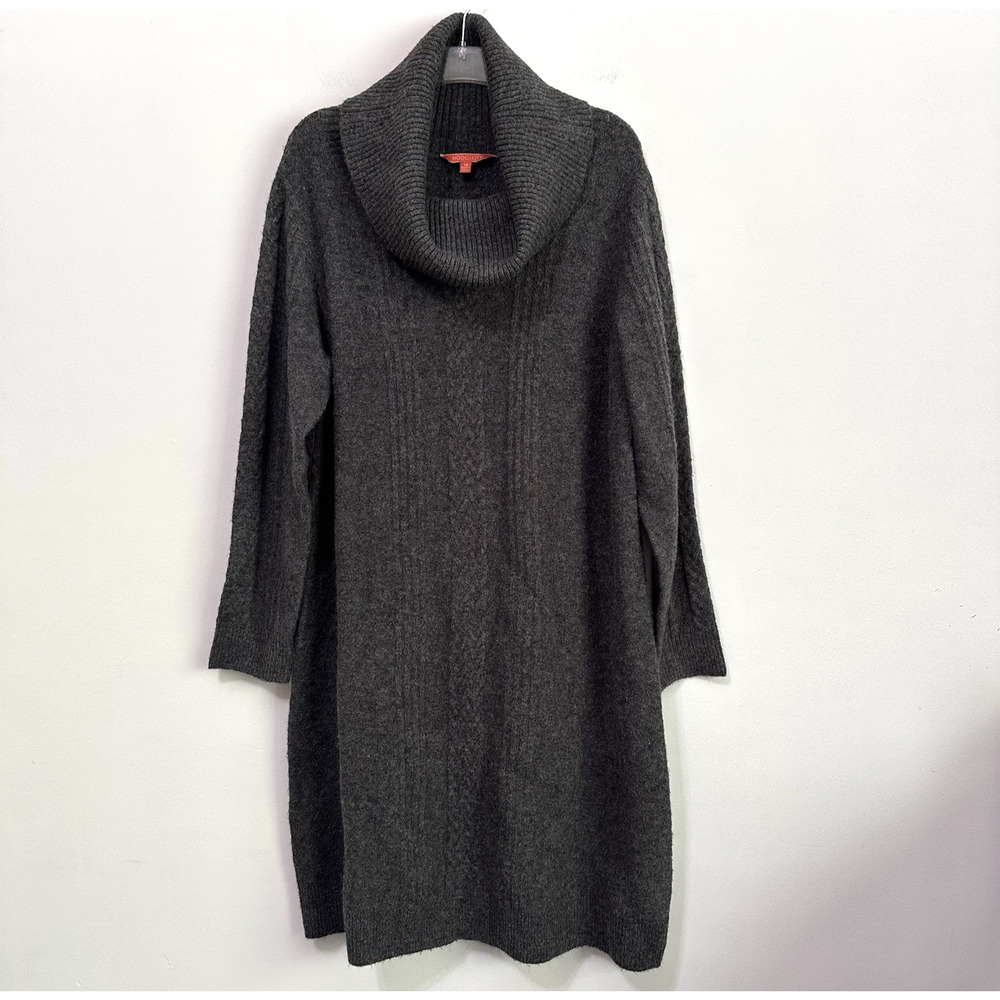 ModCloth Sweater Dress Plus 1X Gray Cable Knit Turtleneck Pullover Long Sleeve